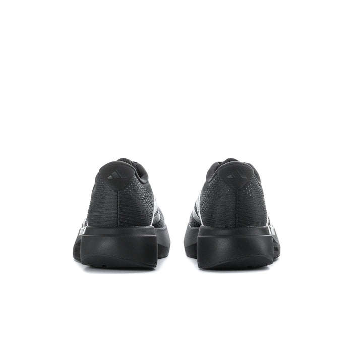 Men's black running shoes, heel view pair with cushioned back