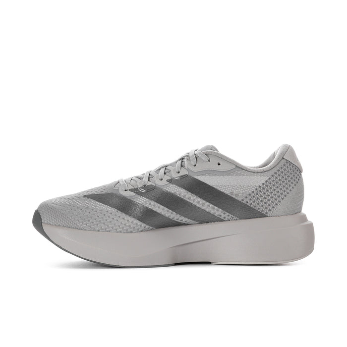 Men's Adizero Pacer running shoes, side profile with dark grey stripe and light grey laces