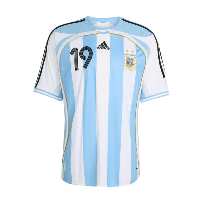 Men's AFA retro home jersey with light blue and white stripes, adidas logo, AFA crest