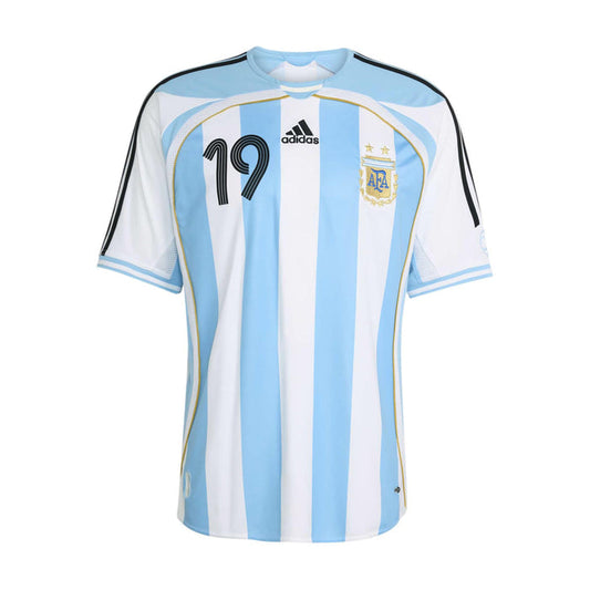 Men's AFA retro home jersey with light blue and white stripes, adidas logo, AFA crest