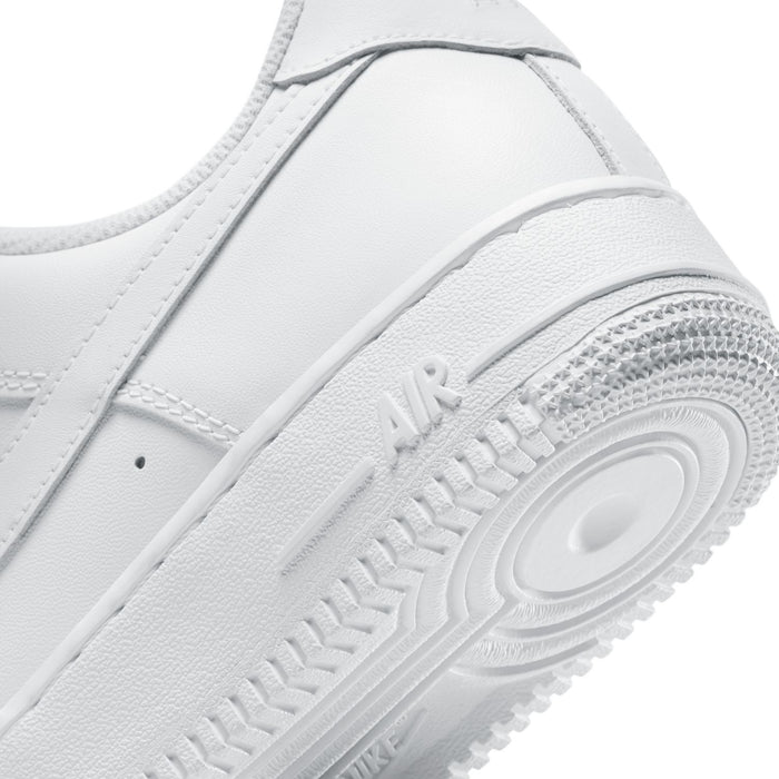 Women's white sneaker side and sole, textured Air cushioning with logo