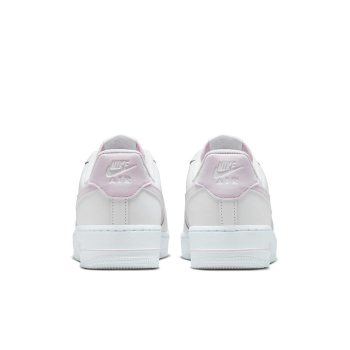 Women's Air Force 1 sneakers, white leather with lilac heel tab, back view