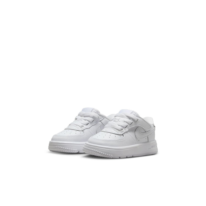 Toddler low-top sneakers, two-tone white with stitched overlays and gray accents