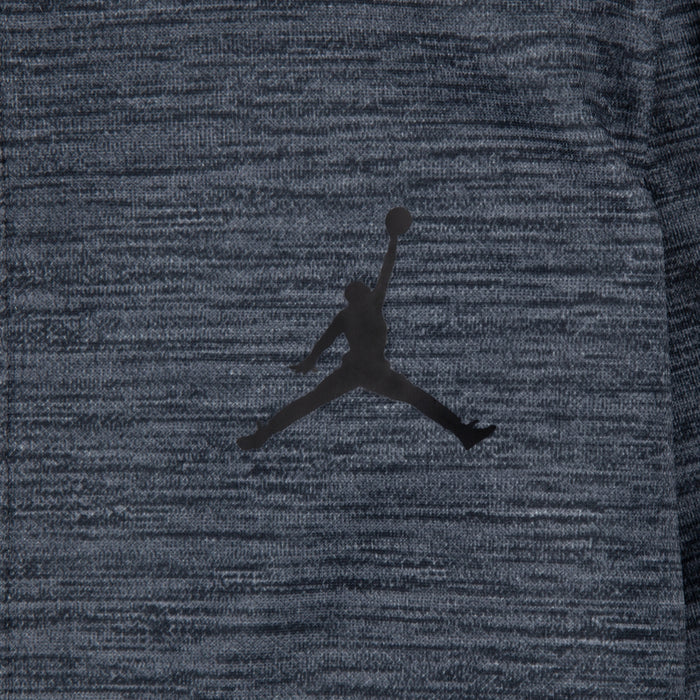 Jordan Jumpman logo on heather grey tricot fabric.