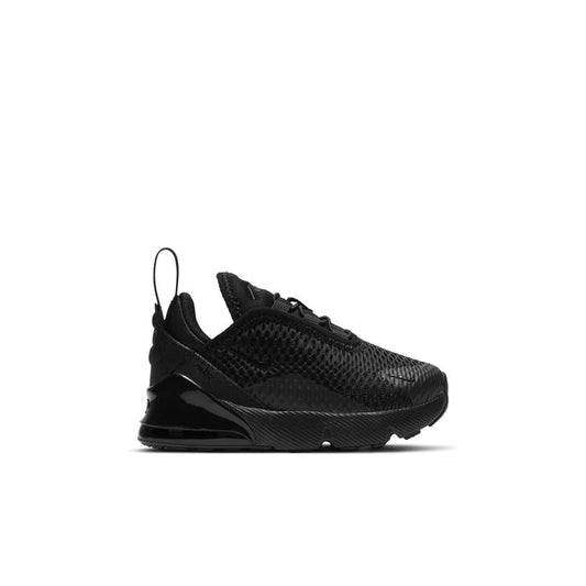 Black toddler Air Max 270 sneaker with mesh upper and lace-up front