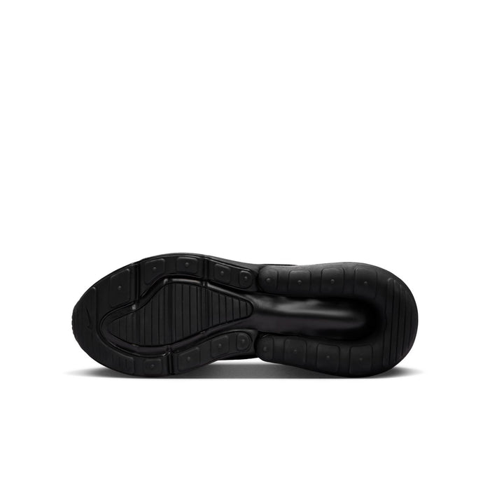 Youth black rubber outsole with traction grooves and raised air-cushion section