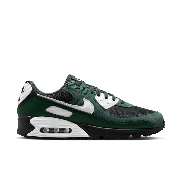 Men's Air Max 90 sneaker in dark green and black with white swoosh and air unit