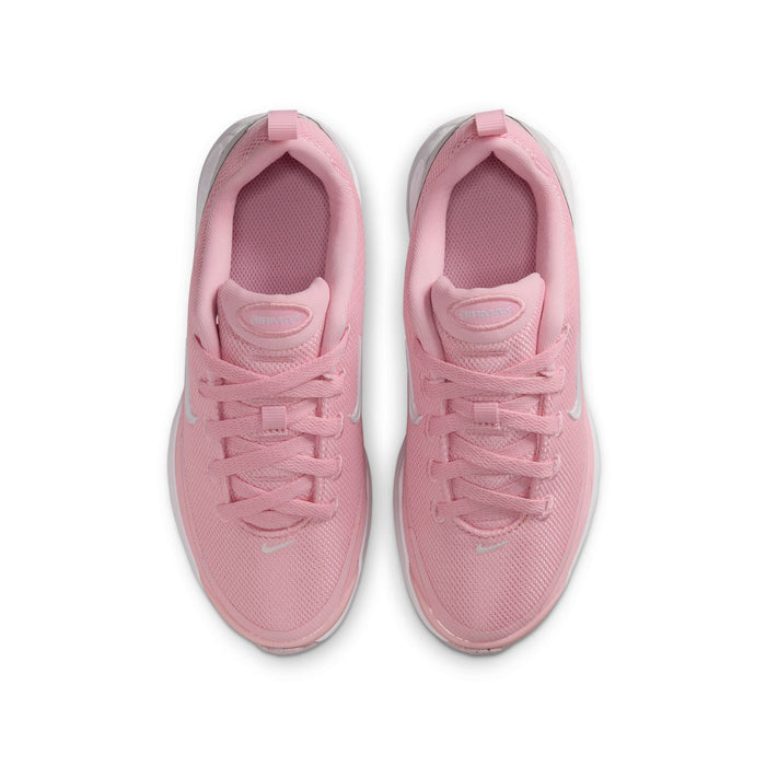 Pink youth sneakers, lace-up design with breathable mesh upper