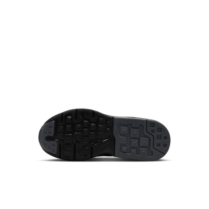 Kids' sneaker outsole view with dark tread and sidewall details