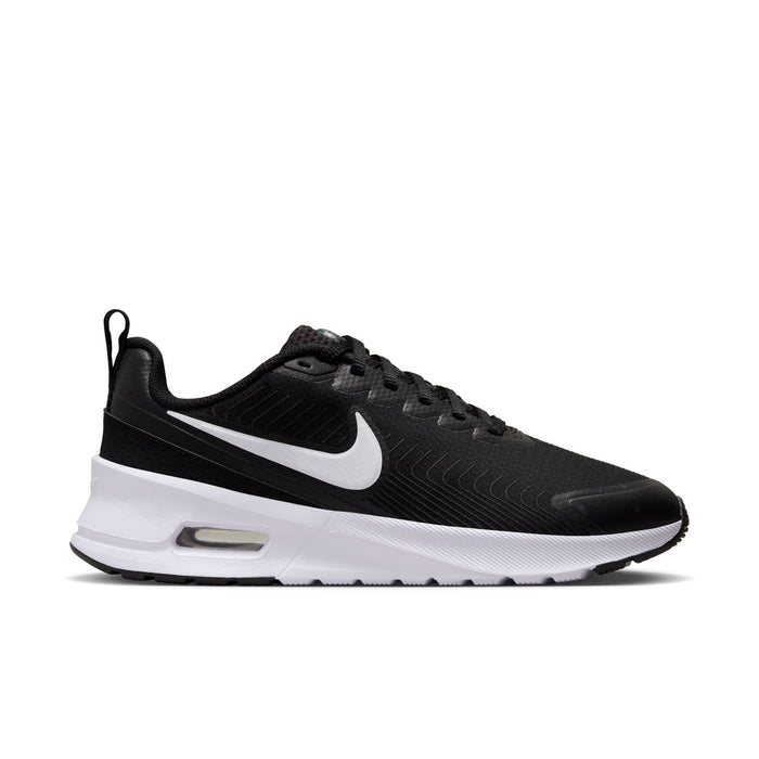 Black and white women's Nike sneakers with cushioned Air sole