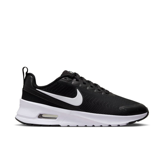 Black and white women's Nike sneakers with cushioned Air sole