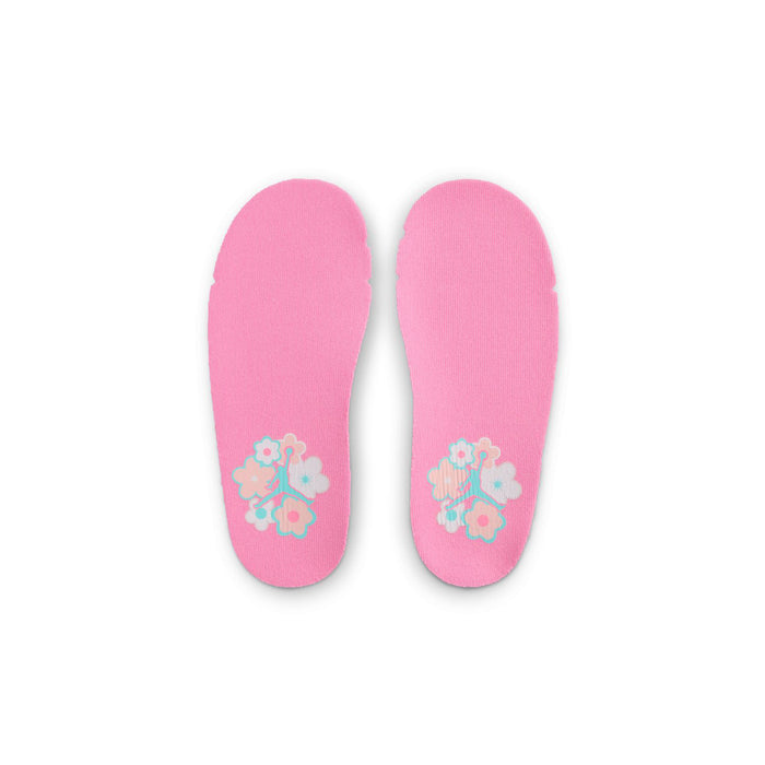 Toddler shoe insoles in pink with flower graphics