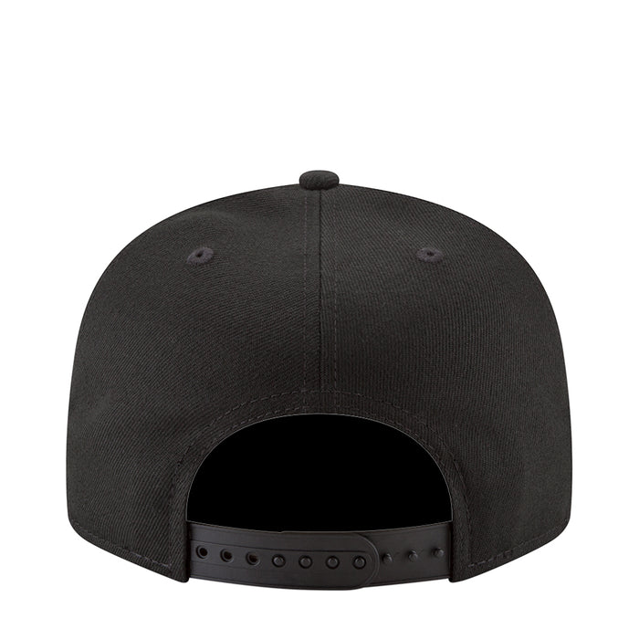 Black baseball cap back view with eyelets and adjustable strap