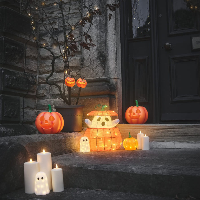 Animated Ghost in a Pumpkin Light Up Halloween Decoration