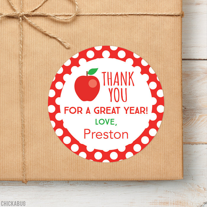 Apple Teacher Appreciation Stickers