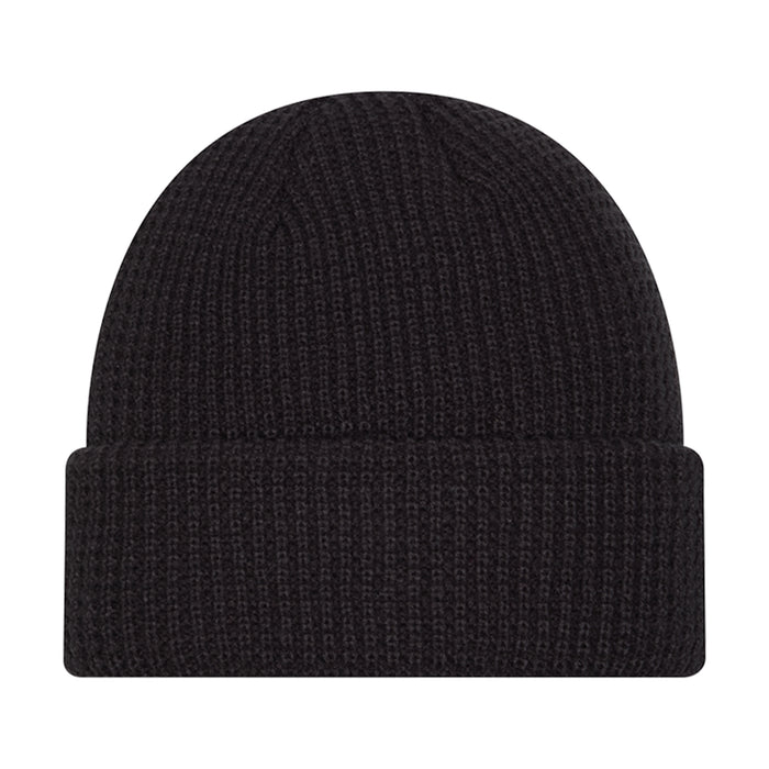 Dark knit waffle beanie with folded cuff