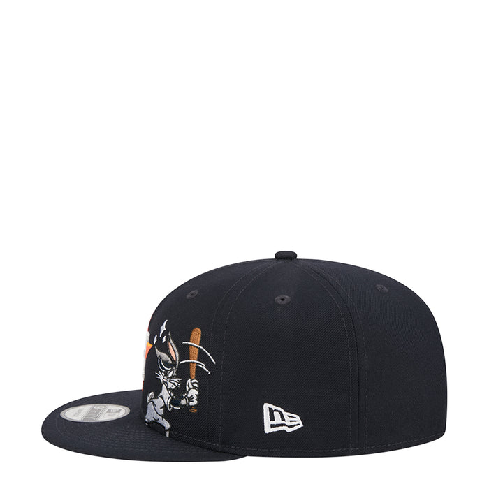 Black snapback cap with Bugs Bunny graphic on side and New Era logo on front