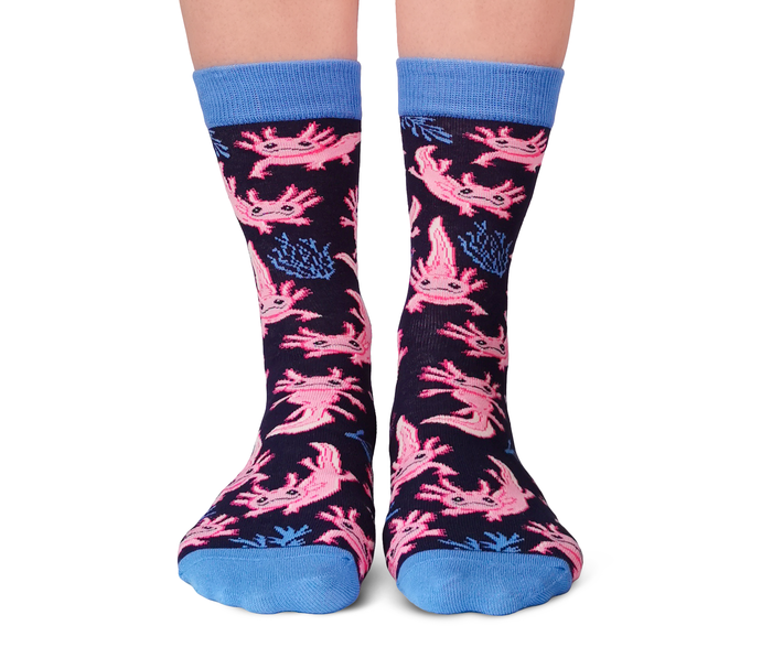 WOMEN'S NOVELTY CREW FUN CUTE AXOLOTL SOCKS - UPTOWN
