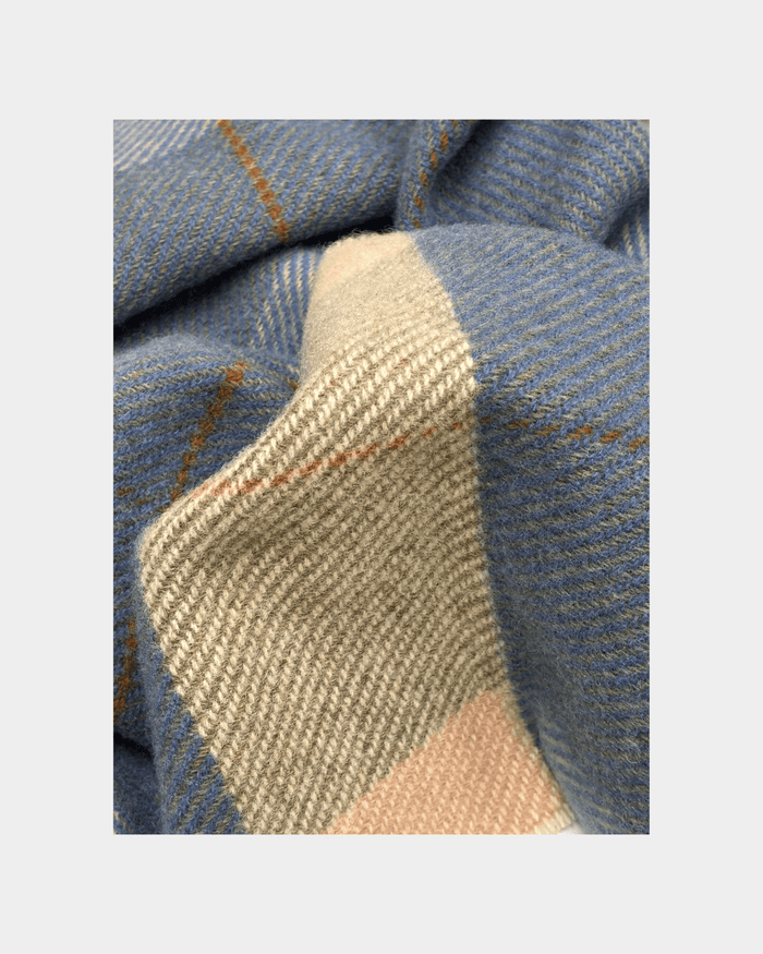 Azure/Ecru Mullins Merino Lambswool Scarf - Cushendale Woollen Mills