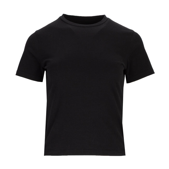Women's black baby tee, crew neck short sleeves