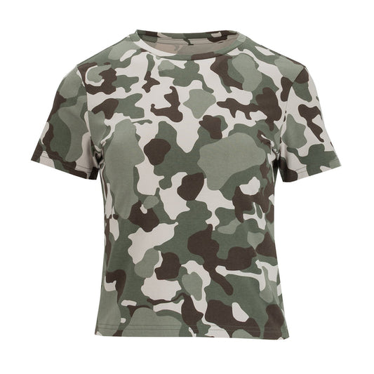 Women's camo baby tee, crew neck short sleeves