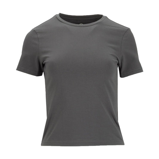 Women's baby tee, dark gray short-sleeve crew neck T-shirt