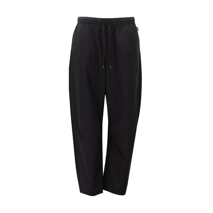 Women's black barrel pants, elastic waistband with drawstring, relaxed tapered legs