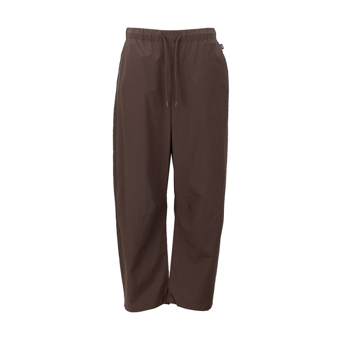 Women's chestnut barrel pants with elastic waist and drawstring, wide cropped legs