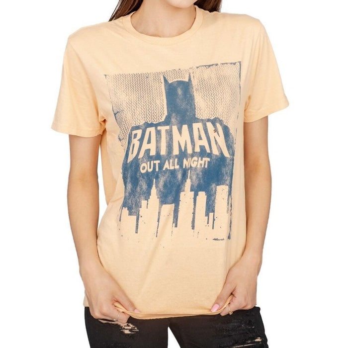 Batman Out All Night Beach Peach Adult Tee-tvso