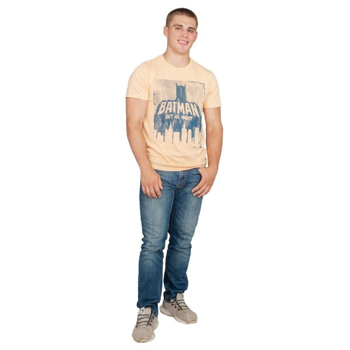 Batman Out All Night Beach Peach Adult Tee-tvso