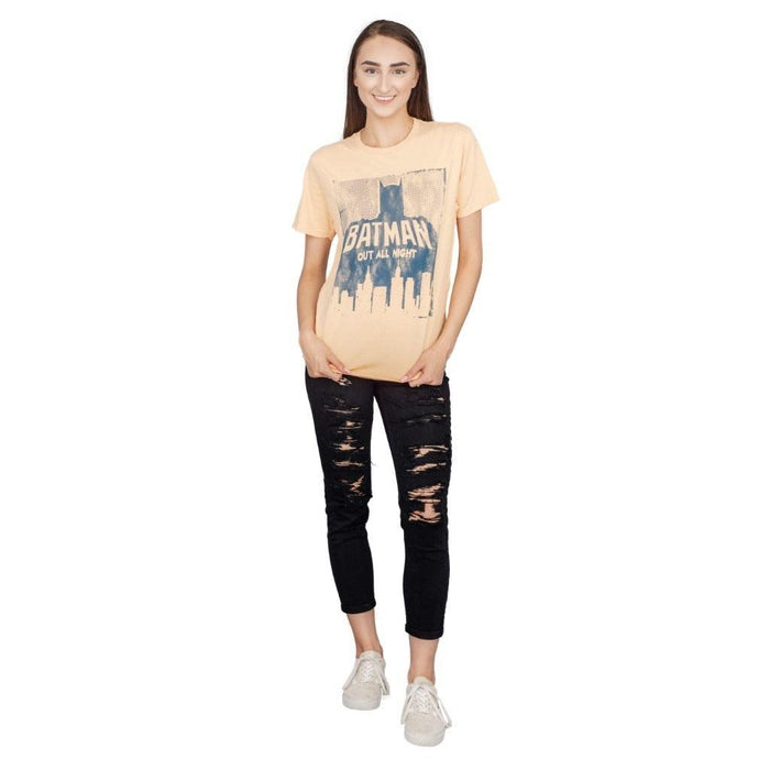 Batman Out All Night Beach Peach Adult Tee-tvso