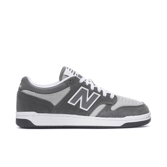 Men's New Balance 480 sneakers, dark gray and light gray with white laces