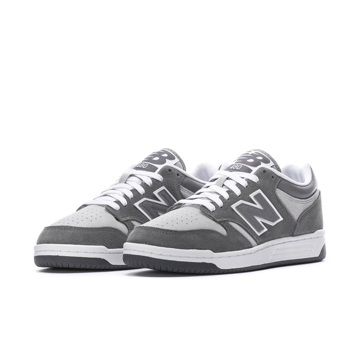 Men's New Balance 480 low-top sneakers, pair view in dark gray and light gray