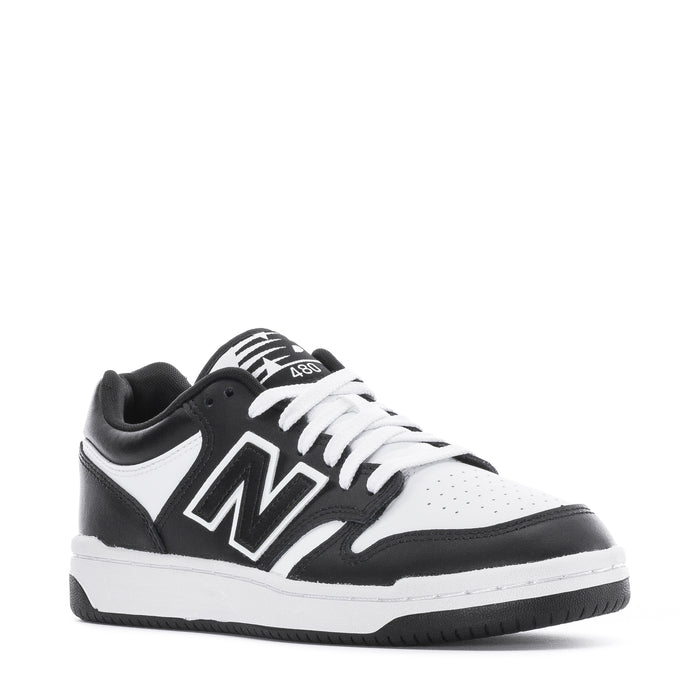 Youth New Balance sneakers, black and white with 480 detail and lace-up