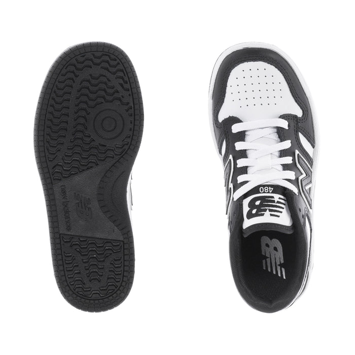 Kids' New Balance 480 wide sneakers, rubber outsole tread and interior print