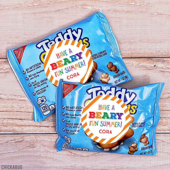"Beary Fun Summer" Last Day of School Stickers