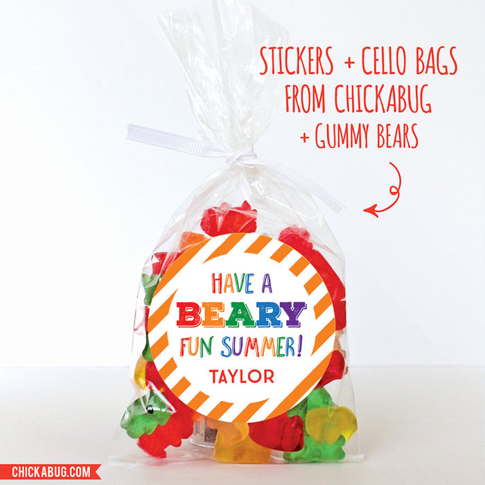 "Beary Fun Summer" Last Day of School Stickers