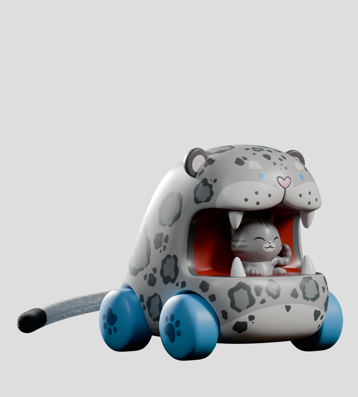 Big Top Chomps Blind Box - Preorder features whimsical pull-back kitty cars styled as tigers, lions, cheetahs, and panthers, each with a fabric tail.