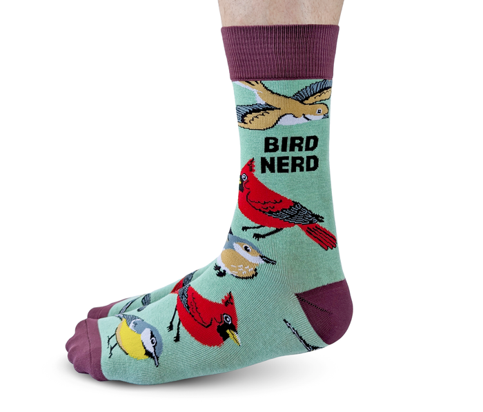 FUNNY BIRD NERD NOVELTY CREW SOCKS FOR MEN - UPTOWN SOX