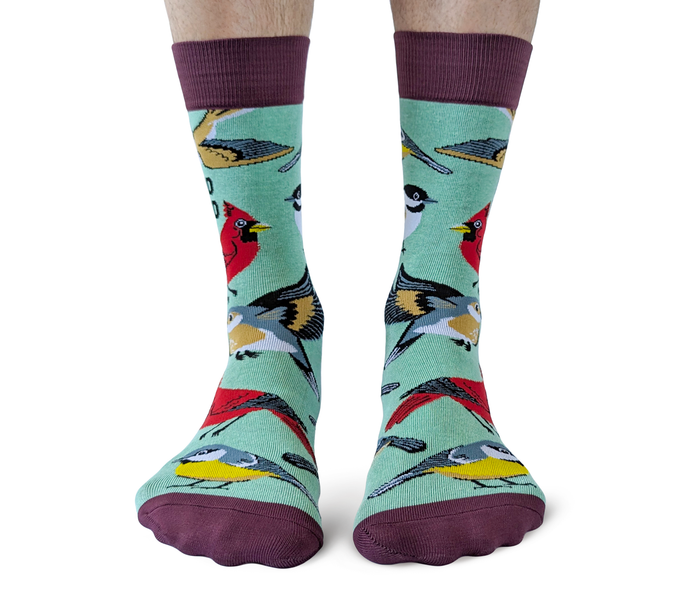 FUNNY BIRD NERD NOVELTY CREW SOCKS FOR MEN - UPTOWN SOX