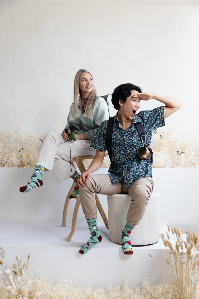 FUNNY BIRD NERD NOVELTY CREW SOCKS FOR MEN - UPTOWN SOX