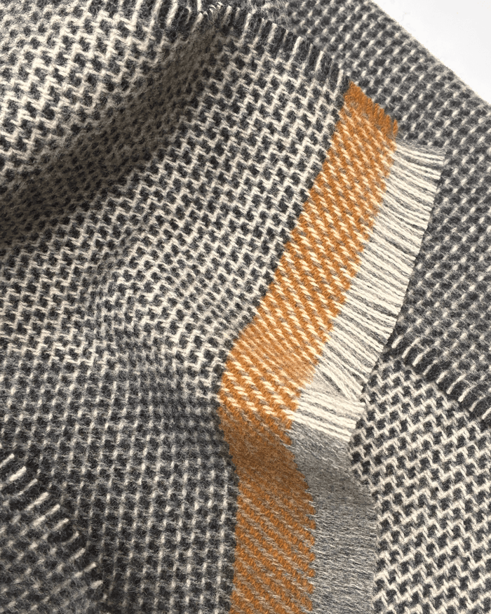 Black/Autumn Tweed Merino Lambswool Scarf - Cushendale Woollen Mills