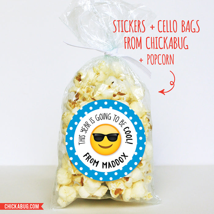 Blue Sunglasses Emoji Back to School Stickers