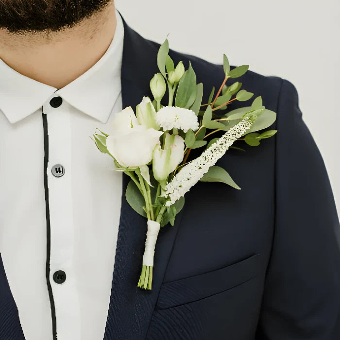 White Wedding Flower Boutonniere