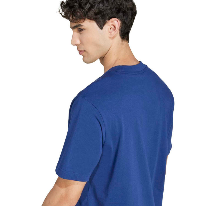 Men's dark blue T-shirt, short sleeves, small white adidas logo