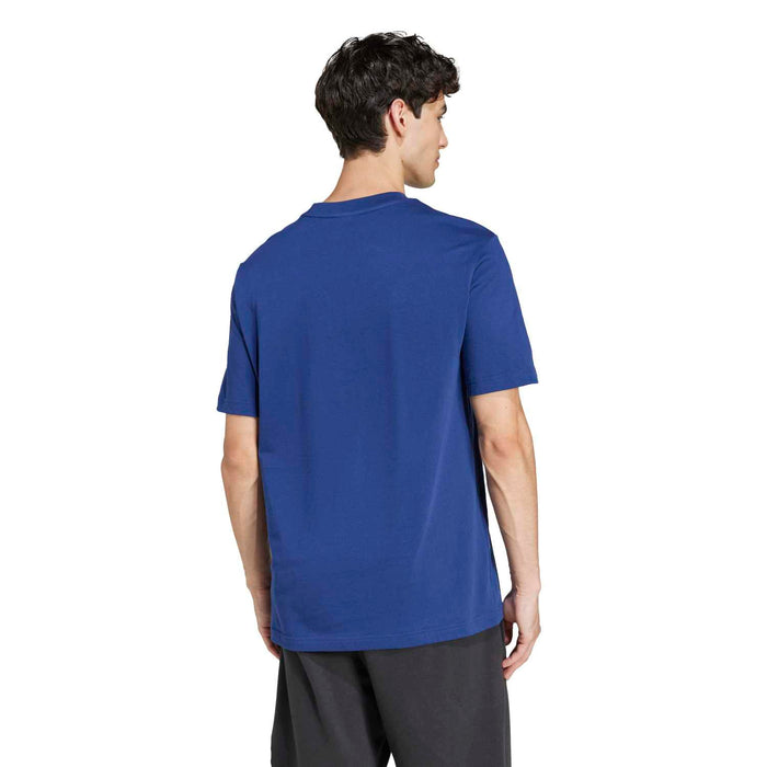 Men's dark blue crew-neck T-shirt, short sleeves, plain back
