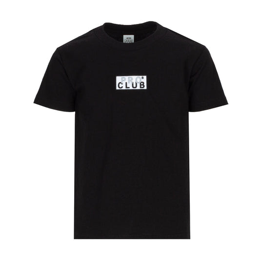 Youth black T-shirt with front box “PRO CLUB” logo