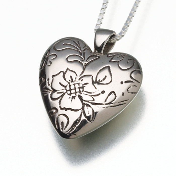 Bronze Floral Heart Memorial Jewelry Pendant Funeral Cremation Urn