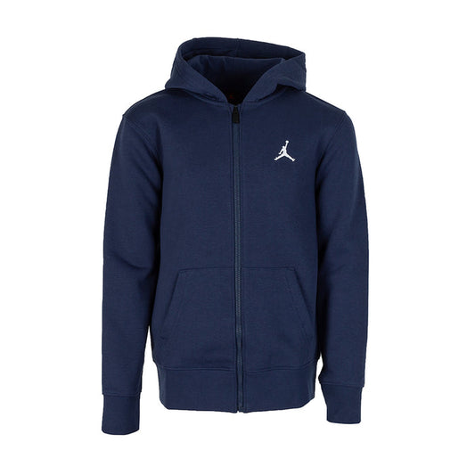 Youth midnight navy fleece full-zip hoodie with hood and front zipper, Jumpman logo