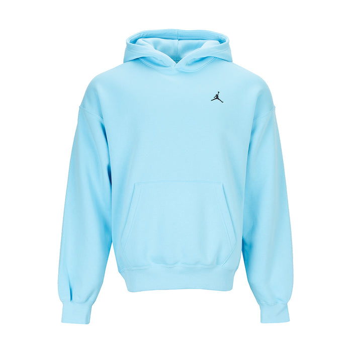 Men's oversized pullover hoodie in light blue with front pouch pocket and hood